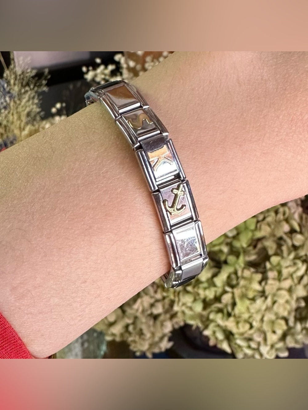 Vintage Zoppini Stainless Steel & 18k Gold Charm Bracelet